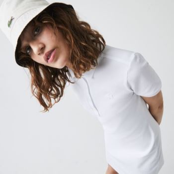 Lacoste Stretch Cotton Piqué Polo Dress Dámské - Šaty Bílé | CZ-wzjw0y